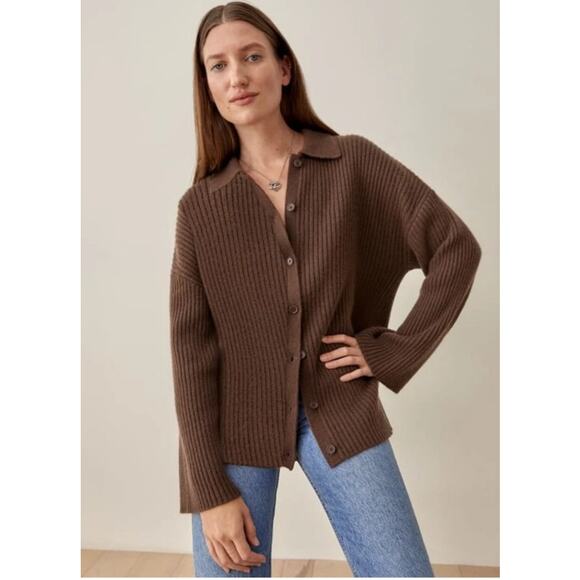 EUC Reformation Cafe Fantino Cashmere Collared Cardigan sz: S - Picture 4 of 16